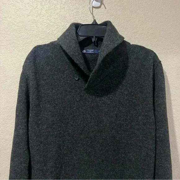 J Crew Sweater Button Dark Gray High Neck Men’s Size Large 100% Lambs Wool 19458 - Picture 15 of 15